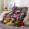 1Pc Hardy Tattoo Print Flannel Blanket, High quality Comfortable for All Seasons, Home Decor, Warmth and Comfort, Perfect for Christmas Gifts