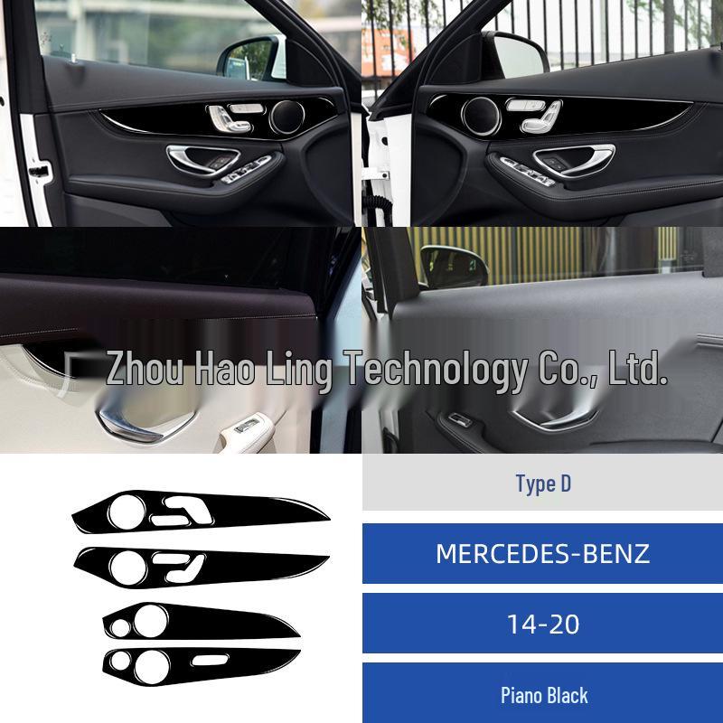 Piano Black Door Trim Sticker for 2014-2020 Mercedes C-Class W205 Interior
