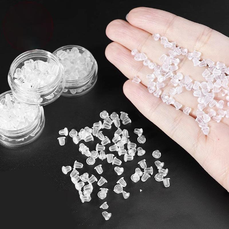 1 Schachtel Klare Weiche Silikon Gummi Ohrring-Verschlüsse Sicherheits-Kugelstopper Gummi Ohrring Schmuck Zubehör DIY Teile Ohrstöpsel