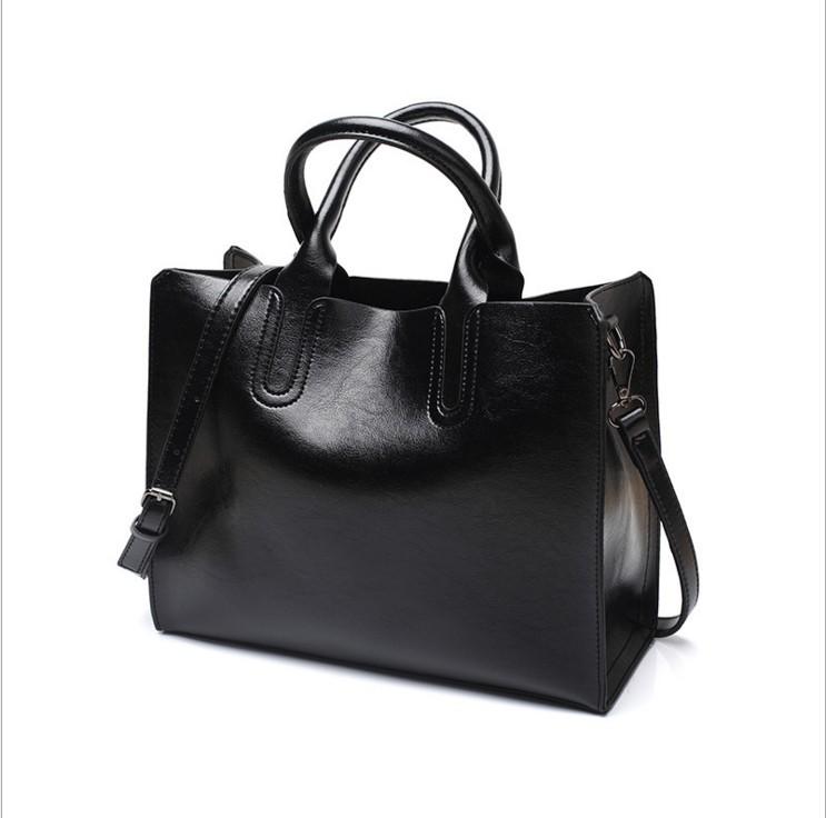 2024 New European & American Fashion Women's Oil Leather Handbag - Simple Versatile Shoulder & Crossbody Bag