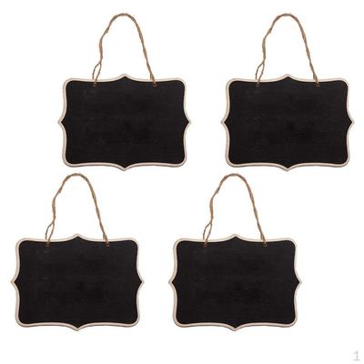 4 Wooden Hanging Blackboard Chalk Boards Garden Plants Label Sticker, Wall Office Memo