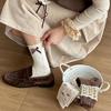 Floral Series Bow Knee-High Women's Mid-Calf Socks - Autumn/Winter Niche Original Scrunch Style