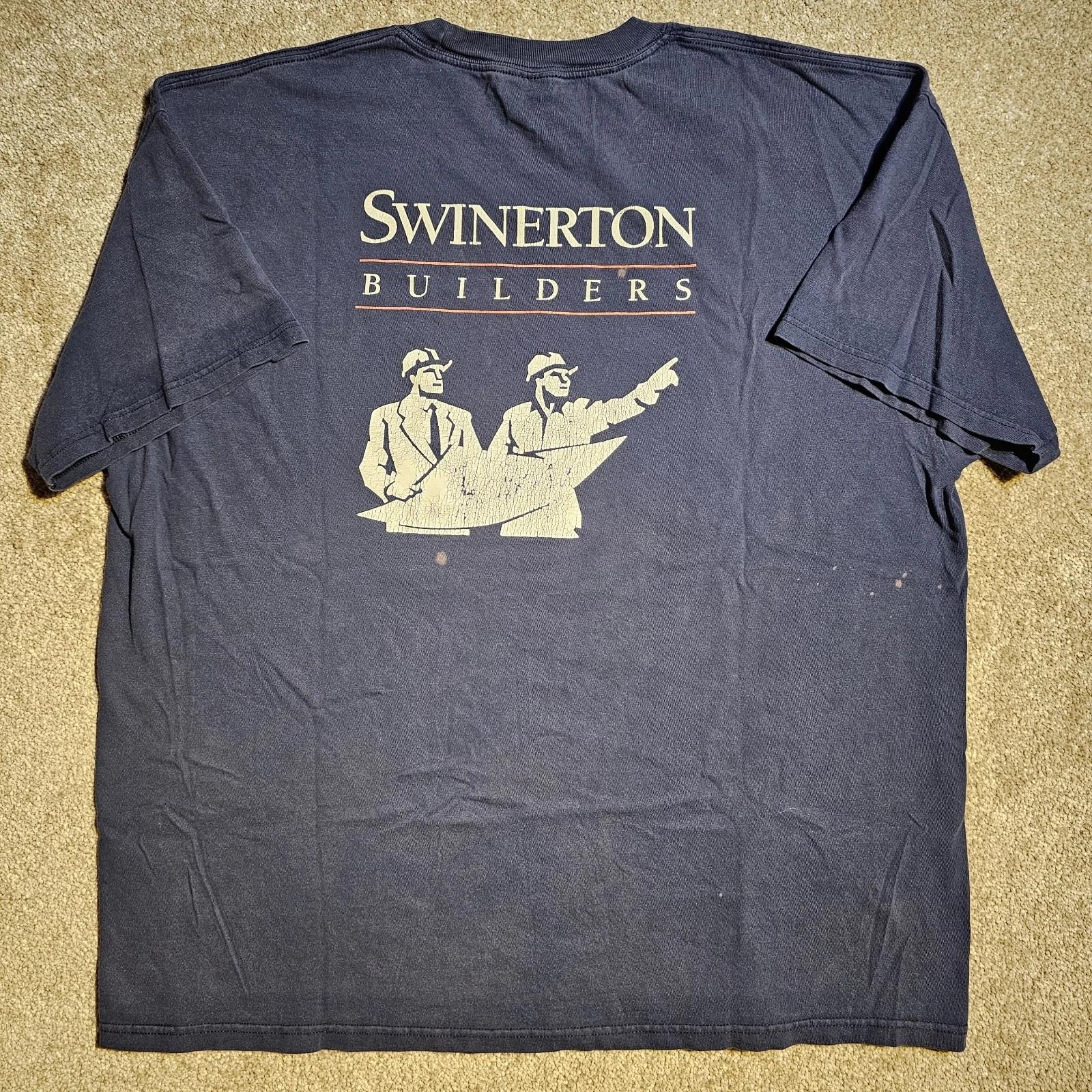 Vintage 90s Y2k Swinerton Builders Workwear T-shirt Mens 2XL Thrashed Faded Punk S