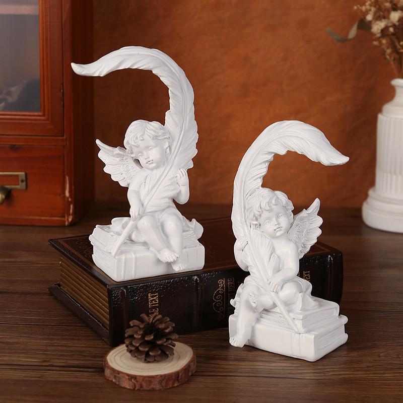 White Praying Angel Resin Figurine For Christmas Valentines Day Party Decor