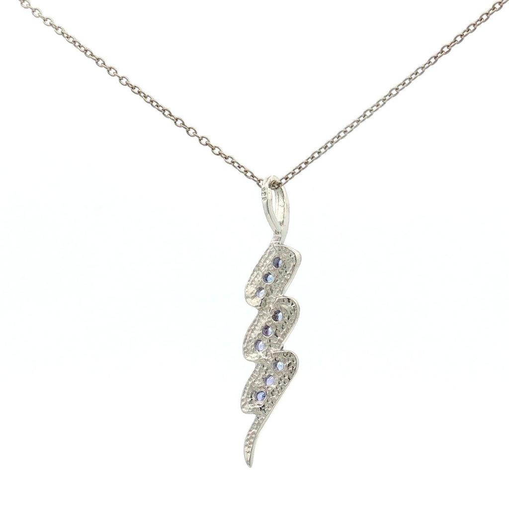 Tanzanite AA Round Pendant Necklace 925 Sterling Silver Rhodium Plated Nine Stone Pendant with Chain Gift for Women