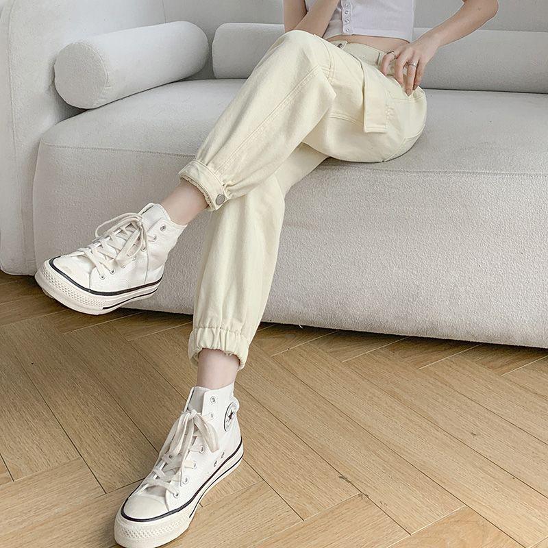 

Women s Autumn 2025 Korean Slimming Tapered Leg Harem Jeans XL 110-120 kg