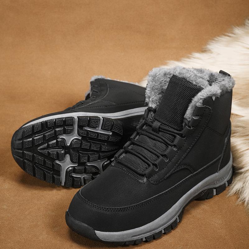 Fashion Winter Warm Snow Boots Outdoor Waterproof Plus Velvet Hiking Shoes for Men Fur Cold High Top Hombre Male Cotton Shoes