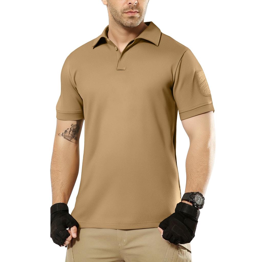 Men's Summer Solid Color Button Lapel Loose Short Sleeve Top