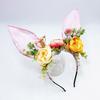Large Bunnies Ears Hair Hoop Polychrome Flower Hairband Female Anime Headbands for Kids and Teens