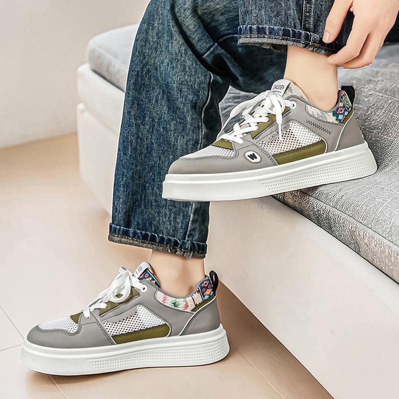 Men Breathable Mesh Board Shoes Hollow Casual Sneakers Lightweight Summer Walking Shoes Daily Comfort 39 To 44