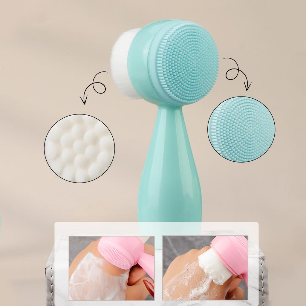 1 Polka Dot Soft Bristle Facial Cleansing Brush Deep Cleaning Silicone Soft Bristle Manual