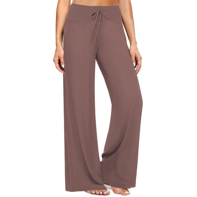 Skinny High-waisted Fitness Wide-leg Pants Zero-feeling Waist Drawstring Wide-leg Pants Fitness Sports Casual Trousers Women