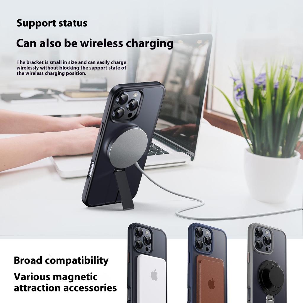For iPhone 14 Pro Max Case Compatible with MagSafe Rotating Straight Kickstand TPU+PC Matte Phone Cover