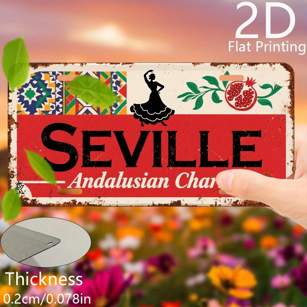 

D Flat D Flat Printing pc Retro Aluminum Plate Decorative Plaque Statues (cm x cm) SEVILLE Text Flamenco D 15x30cm(5.9x7.8inch)
