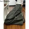 Women's La Chapelle Retro Army Green Wide-Leg Cargo Denim Pants