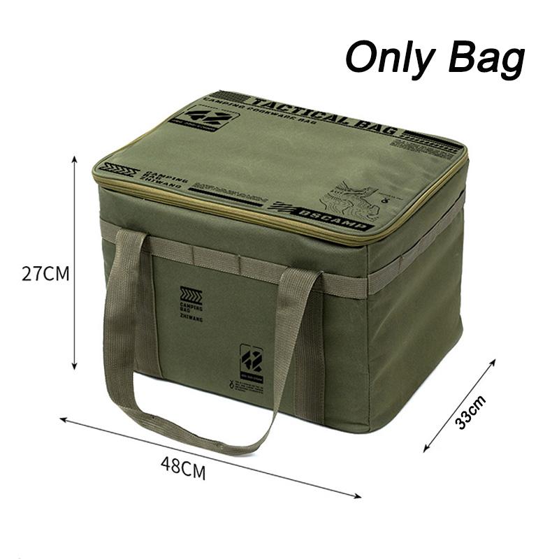 42L Camping Equipment Storage Bag Foldable Large Capacity Oxford Cloth Storage Box with Handle Tactical Picnic Tableware Handbag