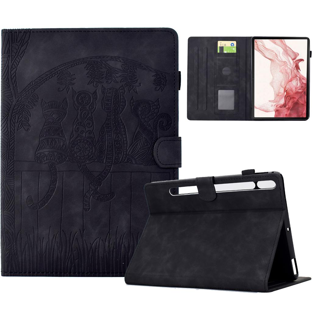 For Samsung Galaxy Tab S8 X700 X706/S7 T870 T875 Case Cats Imprinted PU Leather Card Slots Tablet Cover
