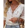 New Arrival Fashion Lace V-neck Single Breasted See-through Lace Crochet Cut Out Cardigan Long Sleeves Sun Protection Shirt for Air Conditioned Rooms