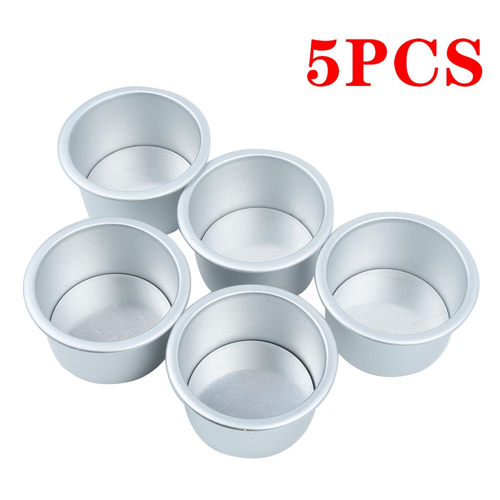 5pcs Aluminum Alloy Cake Mold Cupcake Pan Pudding Mold DIY Baking Mold with Removable Bottoms