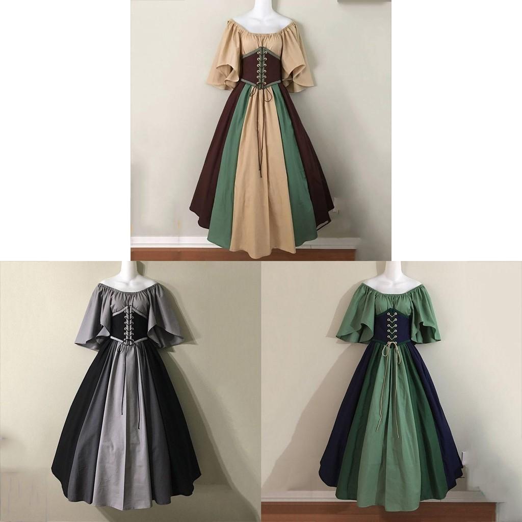 Retro Inspired Off Shoulder Dress With Beautiful Color Block Design And Flattering Fit