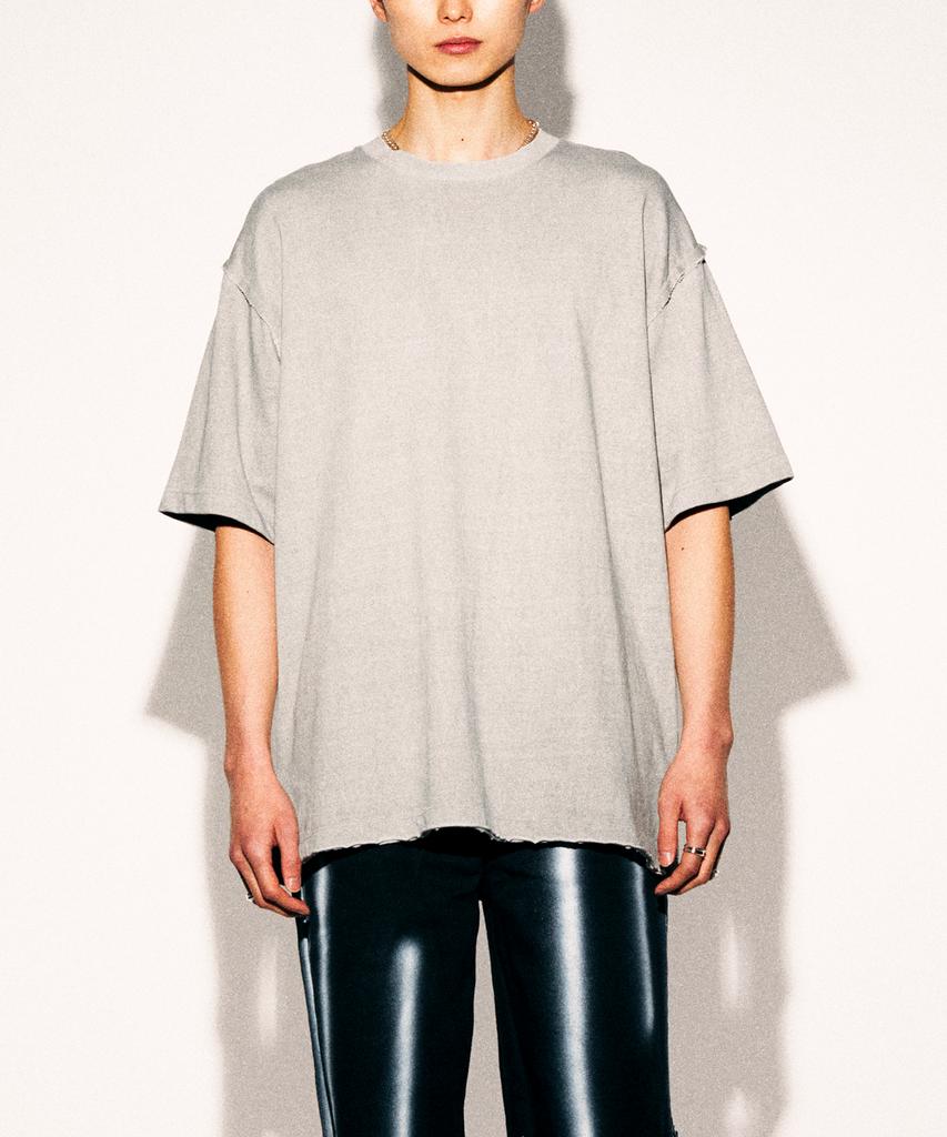 TONSIL Pigment Cutoff Short Sleeve T-Shirt Light Gray