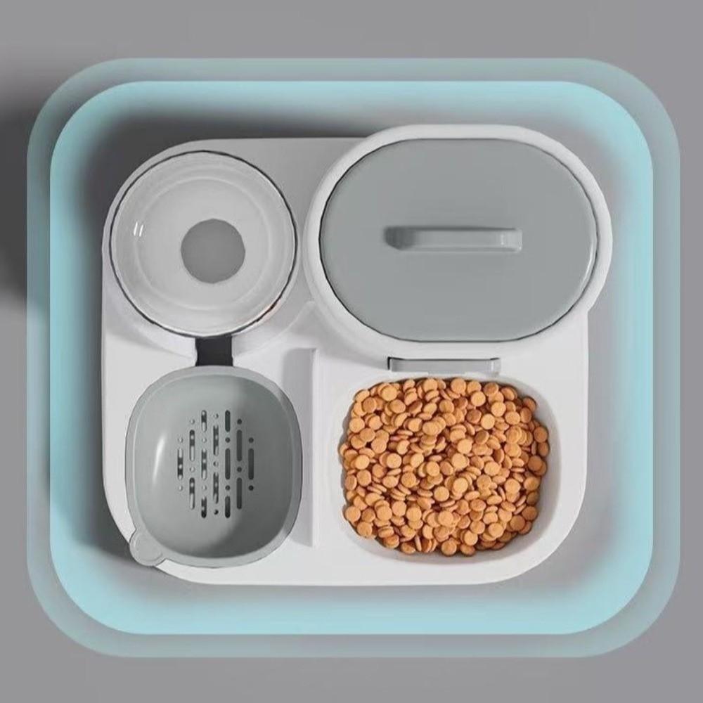 2 In 1 Food Dispenser Spill-Proof Cat Water Food Bowl Dog Automatic Feeder  Multi-Pet Household