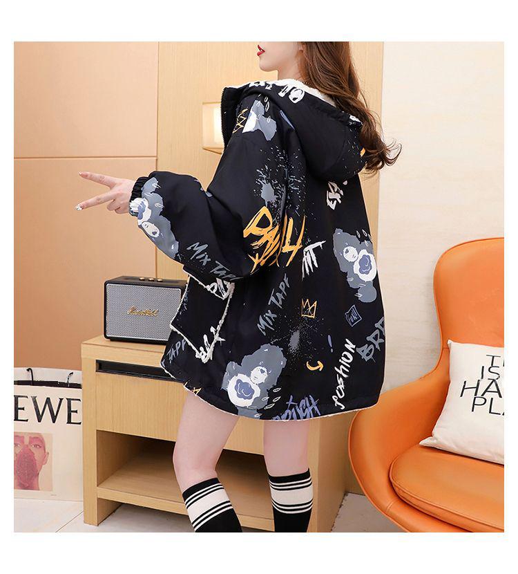 Reversible Women's Lambswool Hooded Sweatshirt - Fleece-lined, Thick Cardigan for Autumn/Winter