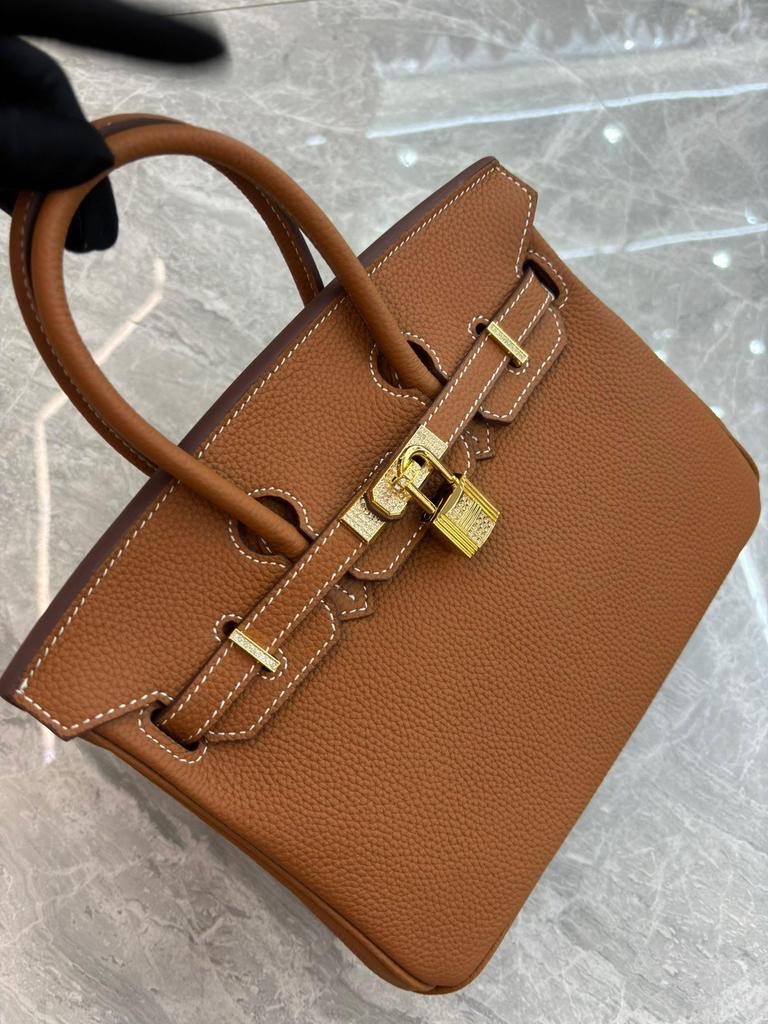 Large-capacity Litchi Pattern Togo Gold and Silver Diamond Genuine Leather Top-grain Cowhide Fashionable and Versatile Single-shoulder Handbag