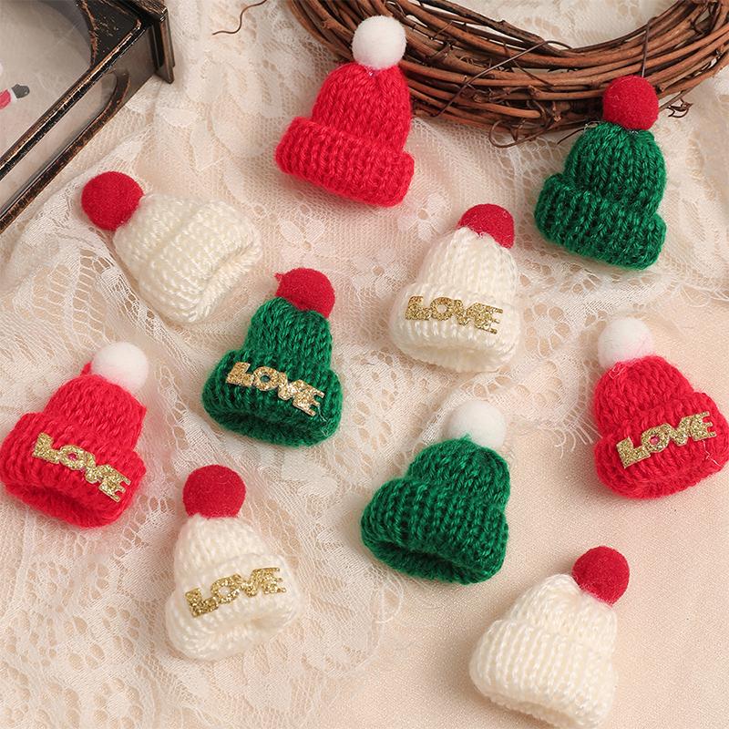 3.5*5CM Mini Knitted Hat Mini Doll Hat Wool Hat Christmas Tree Ornaments Home Party Gift 2025 DIY Arts and Crafts Supplies
