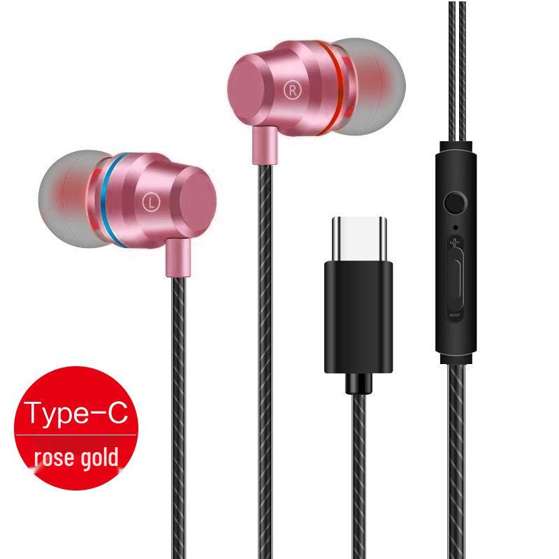 Type-C Red & Blue Circle In-Ear Metal Earphones with Mic & Volume Control, 3.5mm Universal Fit
