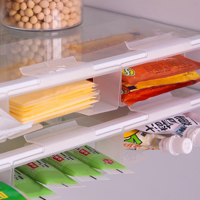 Multifunktionaler Kühlschrank-Aufbewahrungskorb, Kühlschrank-Trennwand-Aufbewahrungsregal, Küchen-Abtropfgestell