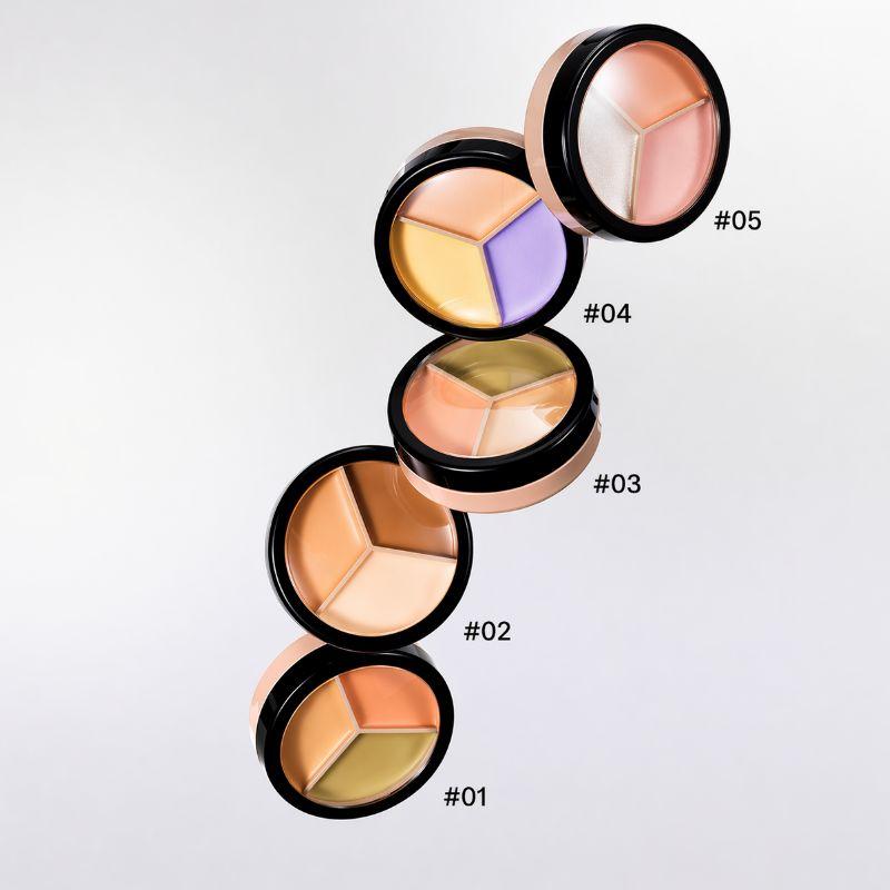 THE SAEM Cover Perfection Triple Pot Concealer 13.5g – 7 Color Correcting Cream Palette for Flawless Coverage & Contouring