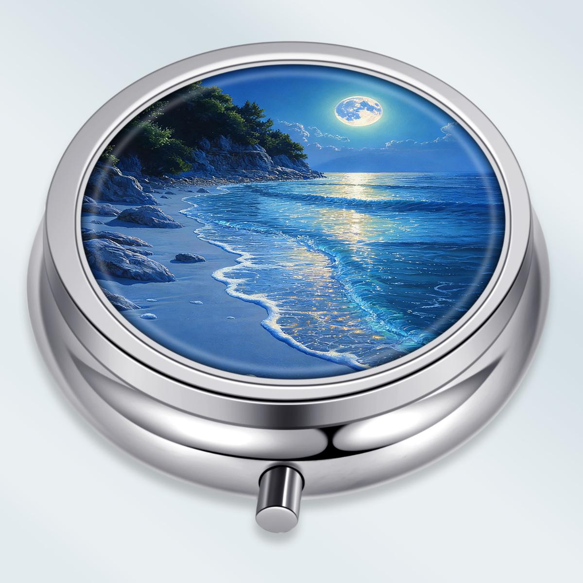 

Portable Pill Box with 3 Compartments, Mini Metal Medicine Organizer Case, Cute Printed Pill Container for Vitamins, Pills, Jewelry, Travel, Daily Use різнокольоровий