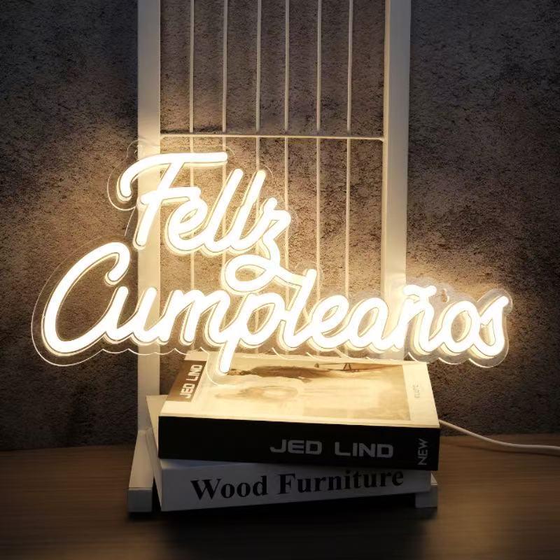 Happy Birthday LED Neon Sign - Acrylic Backplate Decoration Light