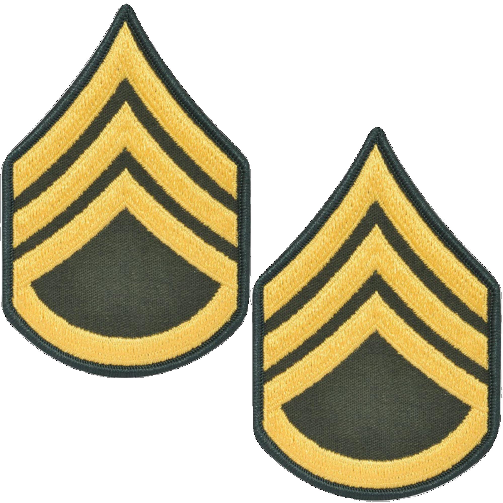 Соединенные Штаты Война во Вьетнаме Оригинальный US.ARMY Армейский Старший Сержант Зеленый Общепринятый обрезной шеврон звания 2pcs