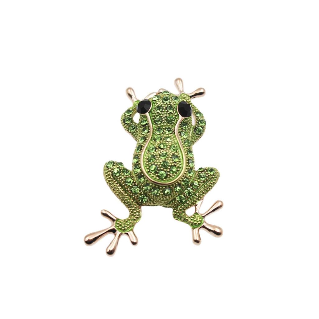 Elegant European and American Fashion Diamond Frog Brooch Cartoon Animal Corsage Accessory.