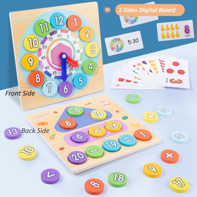 

Montessori Learning Educational Toys Digital Clock Time Learning Letter Spelling Cognition Kit Board Game Teaching Aids for Kids