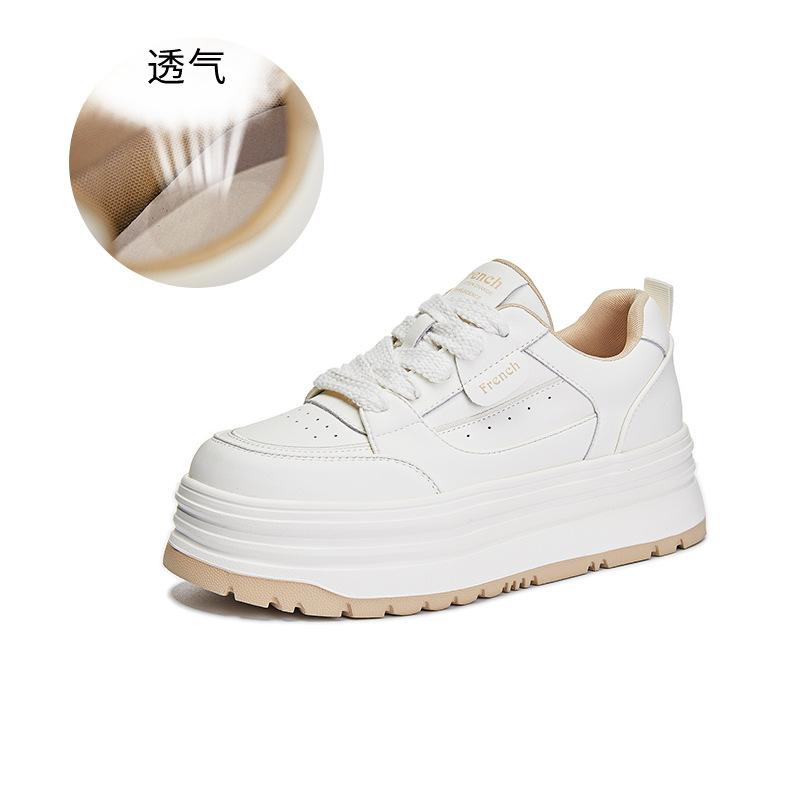 

Foam sole leather little white shoes women s 2025 spring new heightening muffin shoes casual versatile board shoes platform women s shoes 40 бежевий