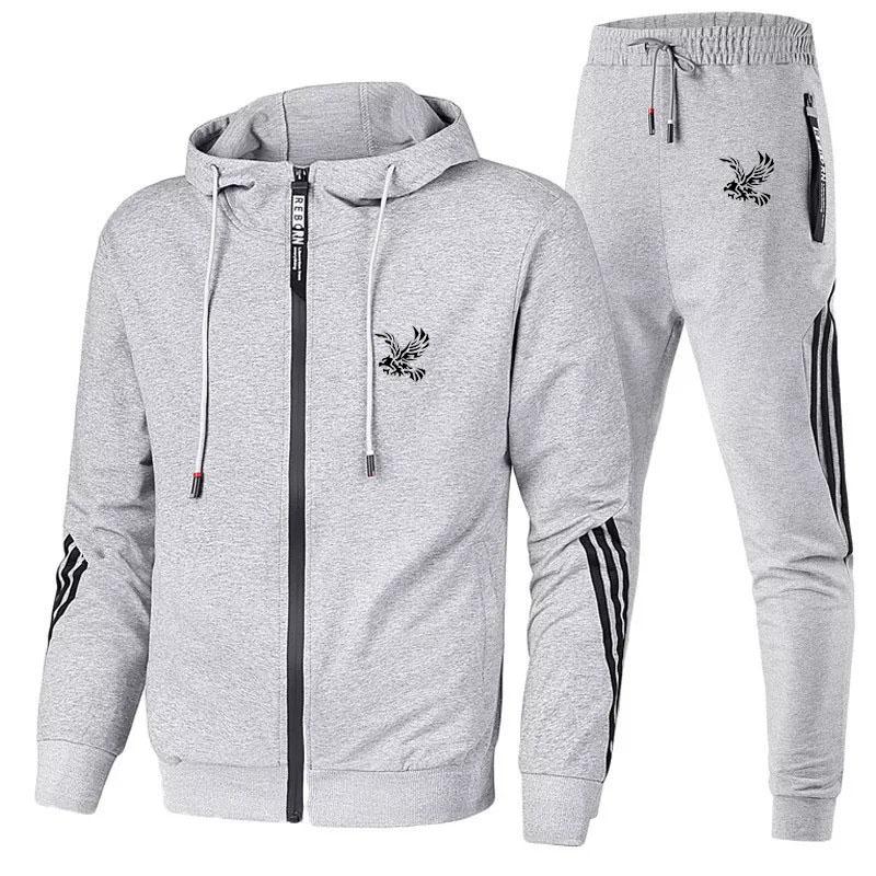 

Модный мужской спортивный костюм на молнии толстовки и спортивные штаны из двух частей костюм куртка ветрозащитная спортивная одежда