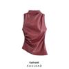 2024 Winter Women's Fashion Cowl Neck Asymmetrical Sleeveless Top
