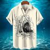3D Animal Shark Print Hawaiian Shirt Men's Summer Casual Shirt Fashion Short Sleeved Sea World Loose Street Blouse Clothes