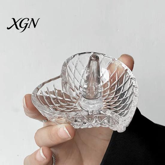 Glas-Ringschale für Hochzeitsgeschenke, Elegante Schmuckschale mit Wasserwellenmuster, Klare Dekorative Aufbewahrungskommode Schmuckschale Nachttisch und Badezimmer