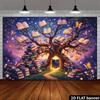 2D Enchanted Book Tree Backdrop Purple Sky Magic Story Book Background