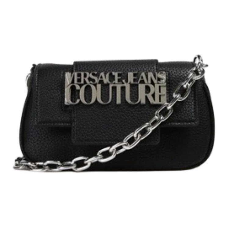 Versace Jeans Couture Solid Logo Chain Strap Flap Closure Tote Shoulder Bag Women bags Black 75VA4BB2ZS413899