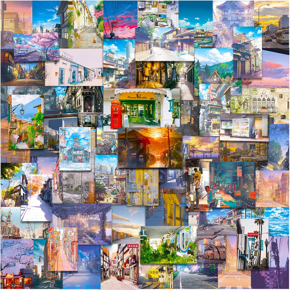 10/30/50pcs Cartoon Anime Street View Stickers Aesthetic Graffiti Notebook Phone Suitcase Diary Cute Decoration Sticker Toy Gift