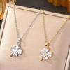Elegant Zircon Four-Leaf Clover Titanium Necklace for Women – Trendy, High-End Design