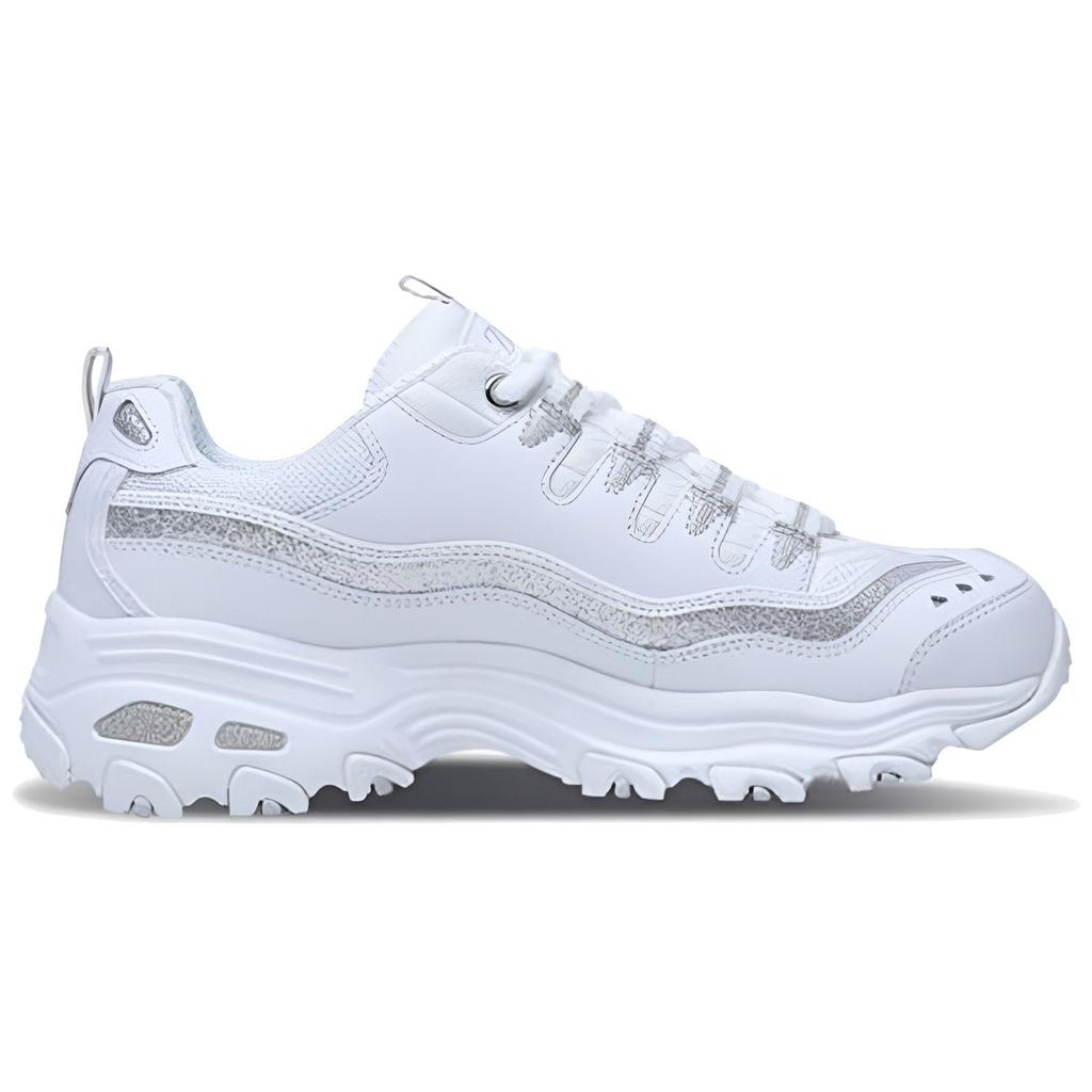 Skechers DLites Now & Then Low-Top Sneakers Women Sneakers White Silver 11923-WSL