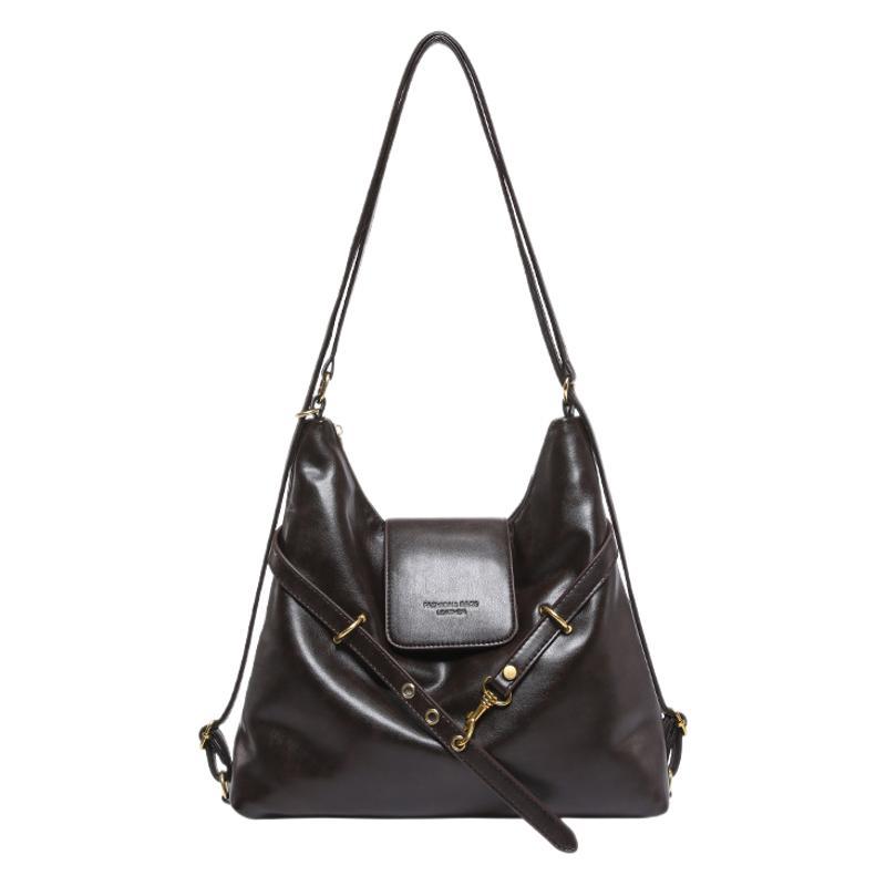 Retro large-capacity bag Women's commuter shoulder tote bag College student class schoolbag Multifunctional backpack