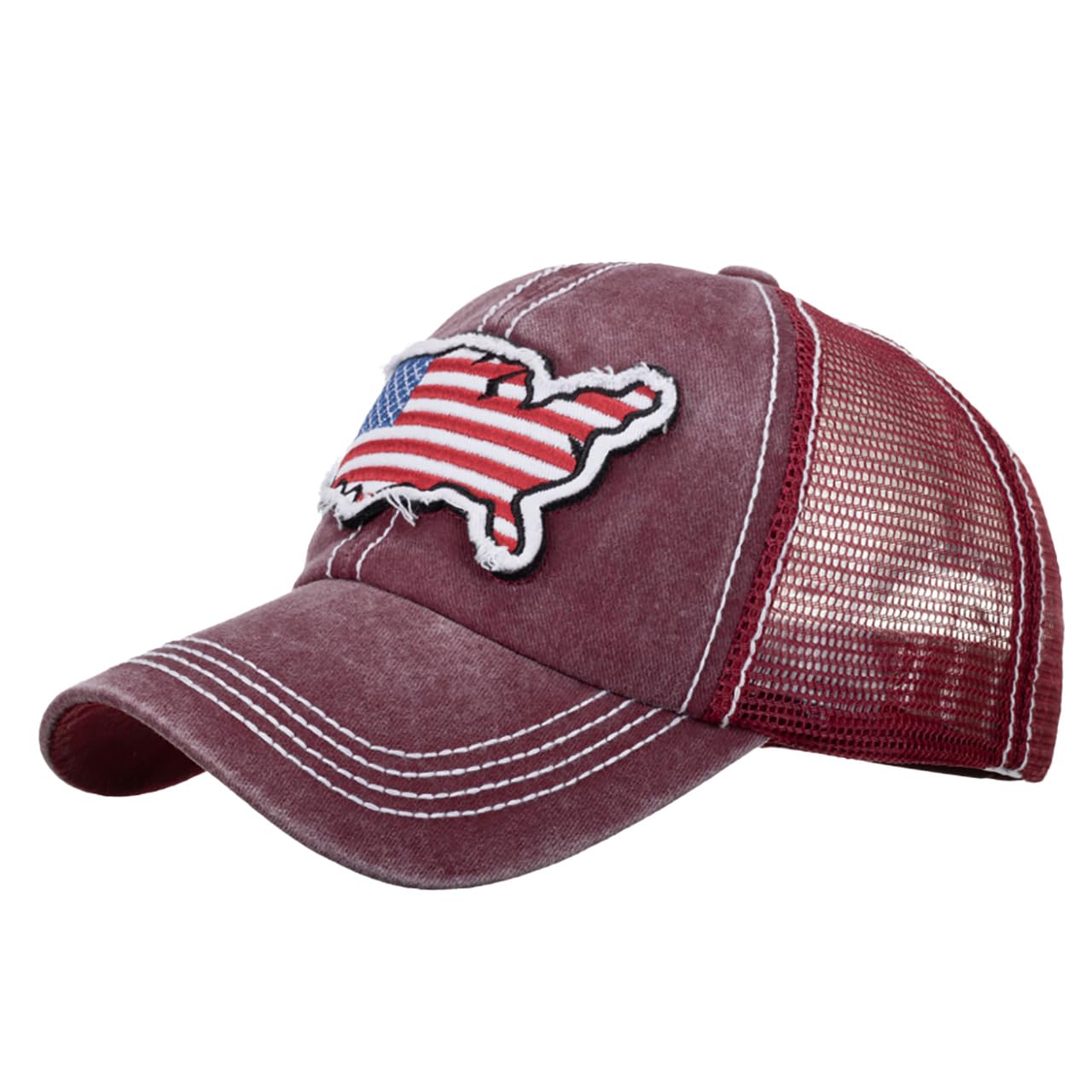 

Вышитая сетчатая кепка Дизайн наклейки Шляпа Стильная Повседневная CZ989 [Белый Клык] Мужская Женская (Вино) винный