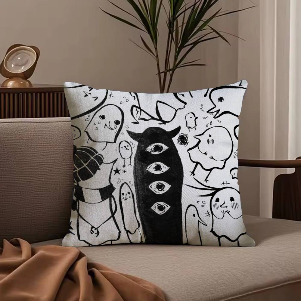 Anime G-Goodnight P-Punpun Pillow Case Anti-dustmite Pillowcase Invisible Zipper Silky Short Plush Sofa Cushion Cover